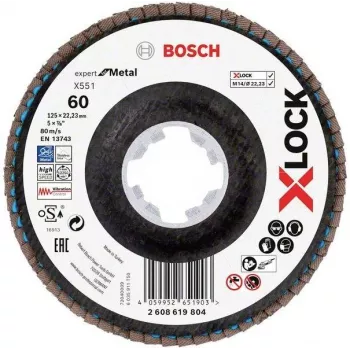 Bosch X-LOCK R780 Best for Inox Flap Disc 125 mm P60 Zirconia Alumina Conical Type 29 2608619804