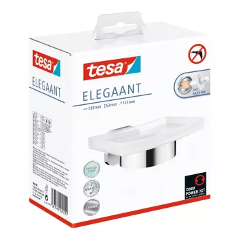 tesa ELEGAANT 40628-00000-00 Soap Dish Chrome (Gloss), White (Satin)