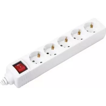 Sygonix BT-2372211 5-Way Power Strip with Switch, White, 1.5 m Cable