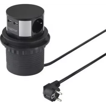 SYGONIX SY-4780156 Socket Tower 8 AC Sockets 2 USB-A 1 USB-C 1.5m Cable Black/Silver