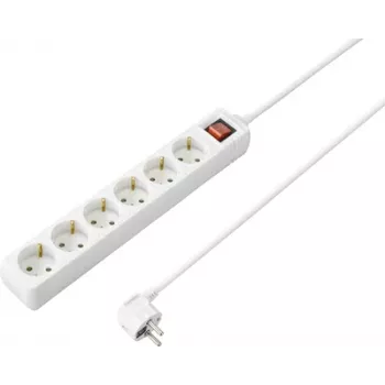 Sygonix SY-4891008 Power Strip with Switch, 3 Sockets, 1.5 m Cable, White