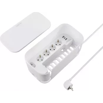 Sygonix SY-6118238 5-Way Schuko Power Strip with Power Rail, 1.5 m Cable, White