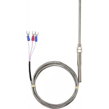 Sygonix M8 PT100 3-Wire Temperature Probe, -50 to 300 °C, Stainless Steel, IP67, 2 m Silicone Cable SY-6085070
