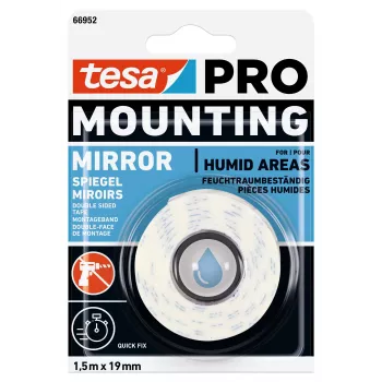 tesa Mounting PRO Mirror Mounting Tape White 1.5 m x 19 mm 66952-00000-00