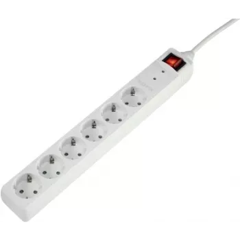 Sygonix SY-5044446 Surge Protection Power Strip White 6 Sockets 1.5m Cable