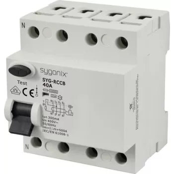 Sygonix SY-6438022 Residual Current Circuit Breaker 4-Pole 40 A 300 mA Type A 400 V 10 kA