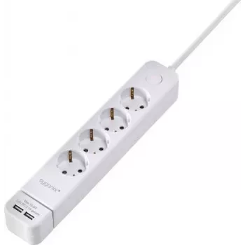 Sygonix SY-4535058 6-Way Power Strip with Illuminated Main Switch, 1.5 m Cable, White
