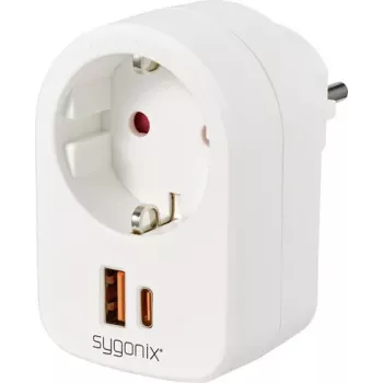 Sygonix SY-6713236 Socket Adapter with 2 USB Ports, Type F, 3680 W, White