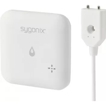 Sygonix SY-6735646 Wi-Fi Water Leak Detector with App Control, Internal and External Sensor, 85 dB Alarm, Battery-Powered