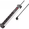 SYGONIX SY-4755612 surge protection power strip, 6 Schuko sockets, overcurrent protection, silver/black, 1.5 m cable