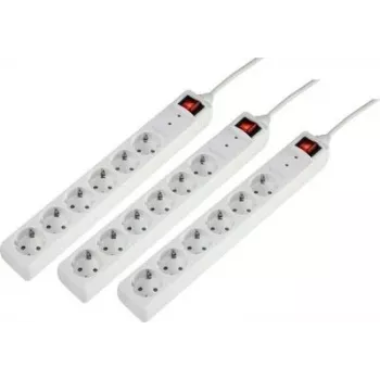 Sygonix 3xSY-5044446 surge protection power strip, 6-way, white, 1.5m cable, 3-pack