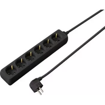 SYGONIX SY-4890992 Power strip, 6 Schuko sockets, without switch, Black, 1.5 m cable