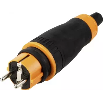 Sygonix SY-6618478 Schuko Protective Contact Plug TPE PC 250 V/AC Black Orange IP44