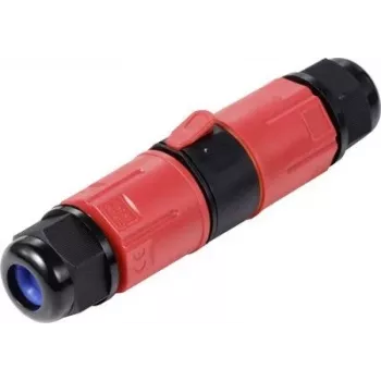 Sygonix SY-6748350 Weatherproof 3-Pole Cable Connector with Push-In Terminals, IP68, 450 V, 24 A, Black
