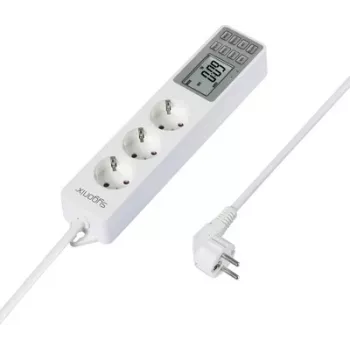 Sygonix SY-4675078 Power Strip with Digital Timer, 3 Schuko Sockets, 1.5 m Cable, White