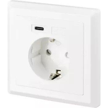 SYGONIX SY-5238674 Flush-Mounted Socket with 2 USB-A Ports, Schuko, White