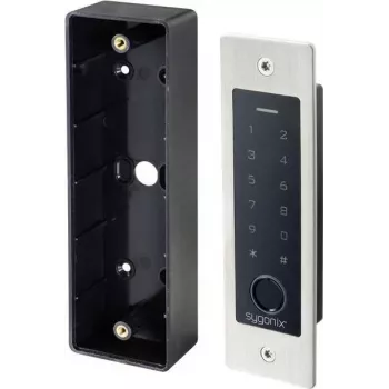 Sygonix SY-5231014 fingerprint/RFID flush-mounted access control system with illuminated keypad, 12-18 V DC, IP55