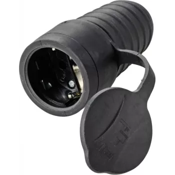 Sygonix SY-5806882 Schuko Coupling Rubber 250 V/AC Black IP44