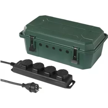 Sygonix SY-5598168 4-Way power strip, satin green/black, increased touch protection, 16 A, 3680 W, 230 V, Schuko