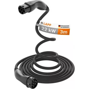 LAPP MOBILITY self-rolling Type 2-EV charging cable, 22 kW, 3 m, black (75749)