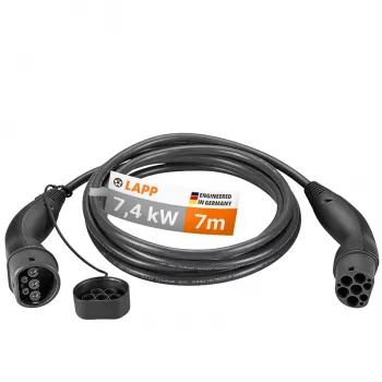 LAPP MOBILITY Type 2 EV Charging Cable, 7.4 kW, 7 m, Black 61783