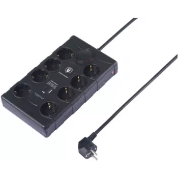 Sygonix SY-4751202 8-Way Surge Protection Power Strip Black 1.5m