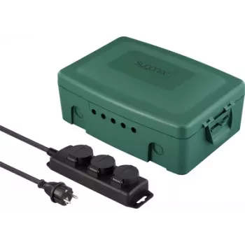 Sygonix SY-6797950 3-Way Extension Socket Green/Black with Increased Contact Protection