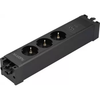 Sygonix SY-6872236 3-Way Flush-Mounted Socket Module without Switch, Black