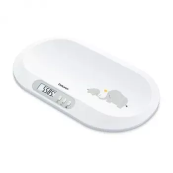 Beurer BY90 Smart Baby Scale with Bluetooth, 20 kg Capacity, 5 g Accuracy, Curved Weighing Surface, LCD Display, White