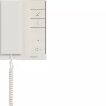 Hager RTQ640X Audio Indoor Station with Handset for 2-Wire IP Bus, Polar White