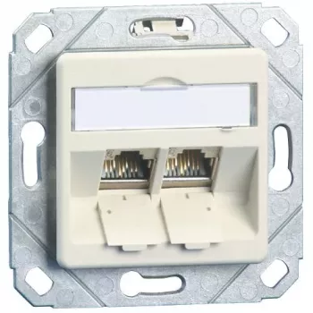 METZ CONNECT BTR E-DAT modul 8/8(8) UPk without modules - flush-mounted data outlet, CAT 6, pure white RAL 9010, 2 ports 1309151102-E-90