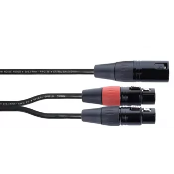 Cordial EY 0.3 MFF XLR Y-Adapter Cable - 1x XLR Plug to 2x XLR Socket, 0.3 m, Black 14881