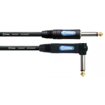 Cordial 13737 Mono Jack Patch Cable 6.3mm Plug to 6.3mm Plug, 3 m, Black PVC, Oxygen-Free Copper, Spiral Shield