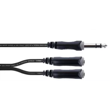 Cordial 14882 6.3mm stereo jack Y-adapter cable, 1x plug to 2x socket, 0.3m, black PVC