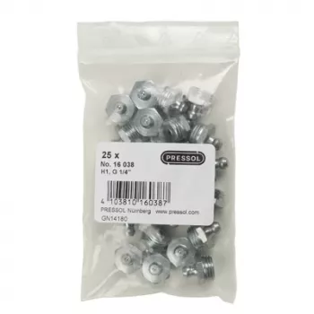Pressol H1 Straight Conical Grease Nipple G 1/4 Galvanised 25 Pieces (16 038)