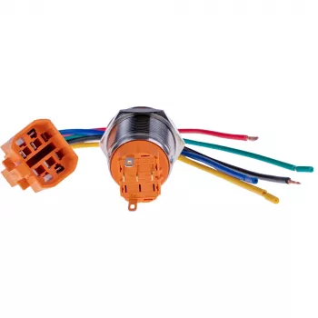 JOY-IT BUTTON22A-L-RD latching push-button switch, 250 V AC, 3 A, SPST-NO, red, IP67, IK10