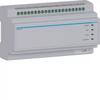 Hager RTD210X 2-Wire System Switch, 6-Way, for Hager IP Intercom, DIN Rail, 4 Modules, Light Grey