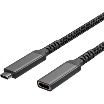S CONN Flexline USB-C Extension Cable, USB-C Male to USB-C Female, USB 3.2 Gen 2, 100W PD, 4K@60Hz, Textile Braided, 1.5m, Black FL31-74006