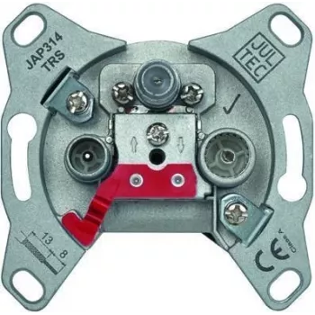 Jultec JAP314TRS loop-through antenna socket, 3 outputs (TV, radio, SAT), 14 dB tap loss, flush-mounted, White
