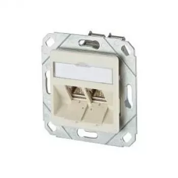 METZ CONNECT BTR E-DAT modul 8/8(8) UPk Flush-mounted Data Socket, 2x RJ-45, CAT 6e, Shielded, Pearl White RAL 1013 1309121101-E