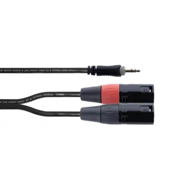 Cordial EY 1 WMM XLR Y-Adapter Cable, 3.5mm TRS to 2x XLR Male, 1m, OFC, Spiral Shield, Black 14870