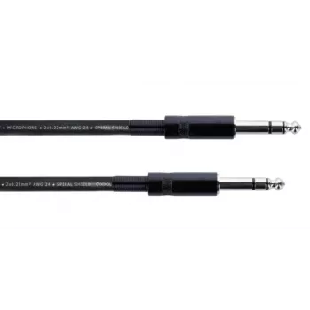 Cordial 14817 Audio Cable 6.3 mm TRS to 6.3 mm TRS 3 m Black PVC Twisted Pair