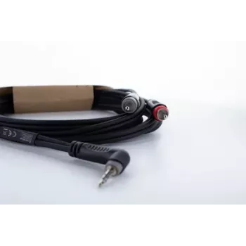 Cordial 14858 3.5mm Stereo Jack to 2x RCA Phono Audio Y-Adapter Cable, 1m, Black PVC Twin Cable