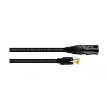 Cordial 15550 CAT 5e S/UTP patch cable, 5 m, black PUR jacket, RJ45, Gigabit Ethernet, industrial & outdoor