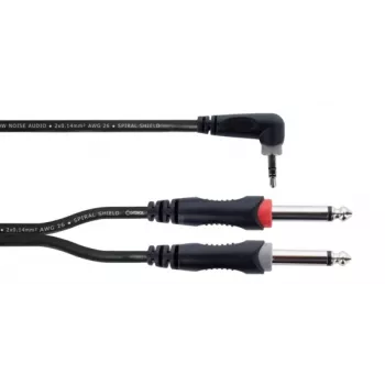 Cordial 14866 Audio Y-Adapter Cable 3.5mm Stereo to 2x 6.3mm Mono 1 m Black