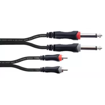Cordial 14839 6.3mm Mono Jack to RCA Audio Cable 1m Black