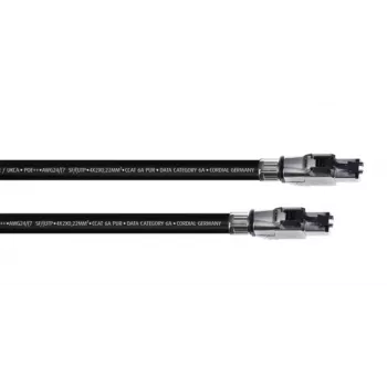 Cordial 15610 RJ45 Network Cable, Patch Cable CAT 6a SF/UTP 2.00 m Black PUR Jacket 1 pc