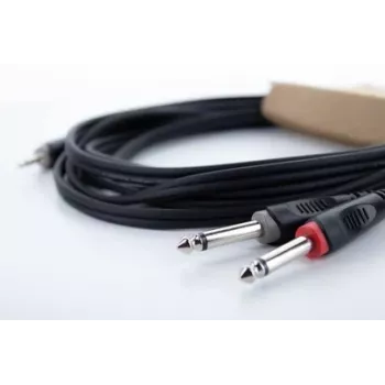 Cordial 14865 Audio Y-Adapter Cable 3.5mm Stereo to 2x 6.3mm Mono 5 m Black