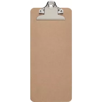 MAUL MAULbill clipboard, hardboard, 115 x 265 mm, metal clip, 15 mm capacity, rounded corners, brown 2391770