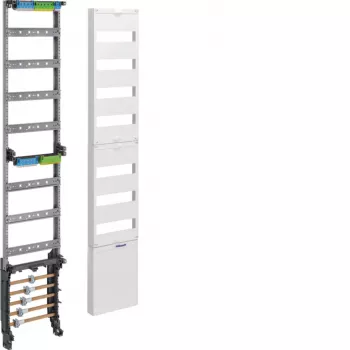 Hager ZH53XS distribution mounting module, 12 TE, 7 rows, N+PE terminal blocks, light grey